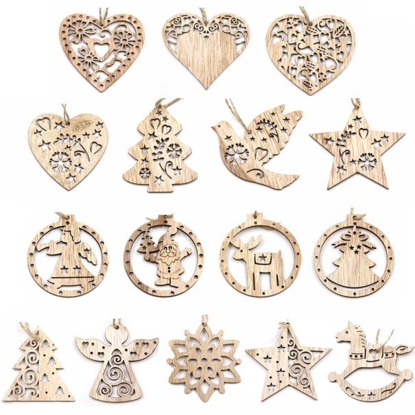 Houten kerstversieringen 3 stuks