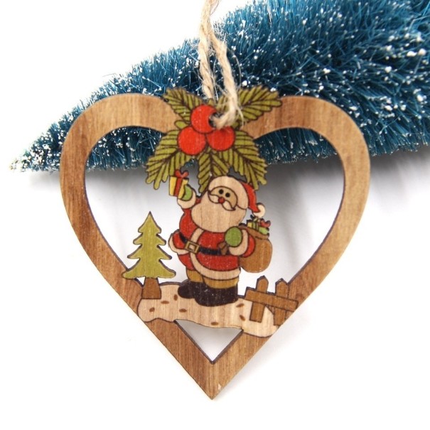 Houten kerstversieringen 4 stuks 1