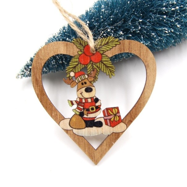 Houten kerstversieringen 4 stuks 3