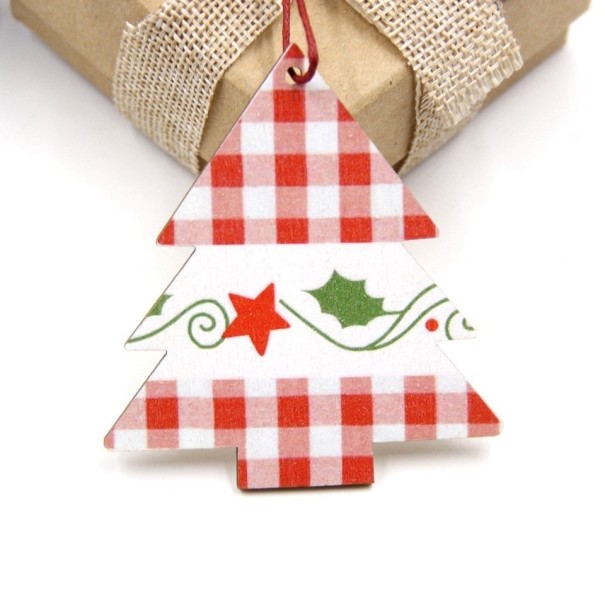 Houten kerstversieringen 9 stuks 1