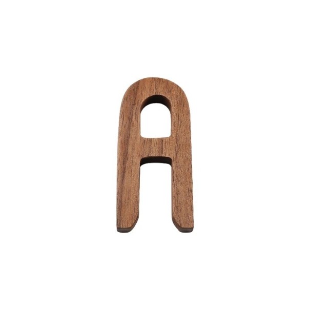 Houten letter A decoratief teken 7,5 cm natuurlijk hout bruin kleur gladde afwerking voor het labelen van deuren, muren en meubels 1