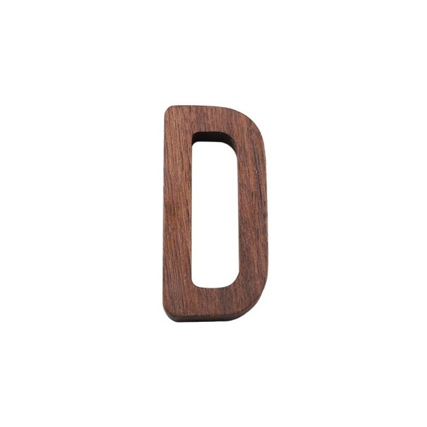 Houten letter D decoratief teken 7,6 cm natuurlijk hout bruine kleur gladde afwerking voor het aanduiden van deuren, muren en meubels 1