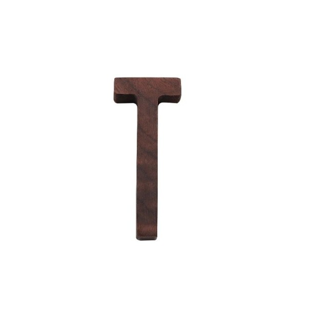 Houten letter T decoratief 7,7 cm natuurlijk hout bruin rechte letter voor het aanduiden van deuren, meubels of interieur 1