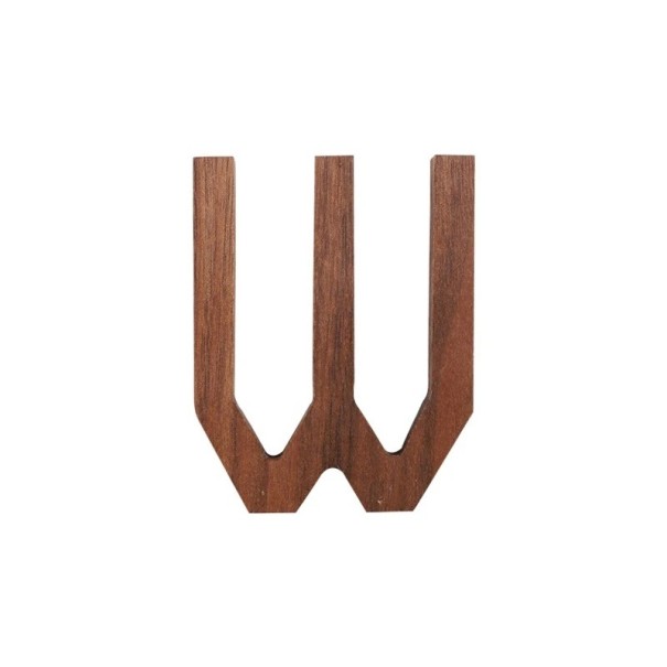 Houten letter W decoratief 7,8 cm natuurlijk hout bruin bredere uitvoering letter voor het markeren van deuren, meubels en interieur 1