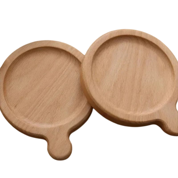 Houten onderzetter voor mok met rand Warmtebestendige onderzetter voor thee en koffie massief hout decoratieve placering voor thuis dineren beige