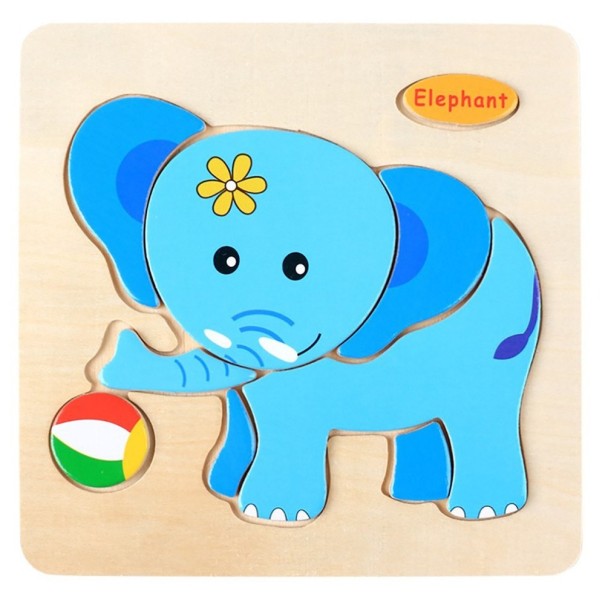 Houten puzzel voor kinderen - Dieren olifant