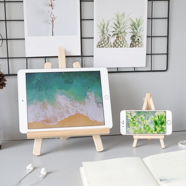 Houten standaard voor mobiele telefoon/tablet