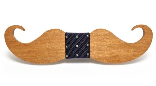 Houten vlinderdas in de vorm van een snor J648 1
