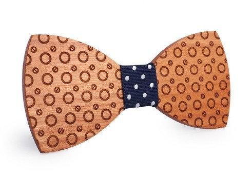 Houten vlinderdas met gegraveerd patroon J645 1