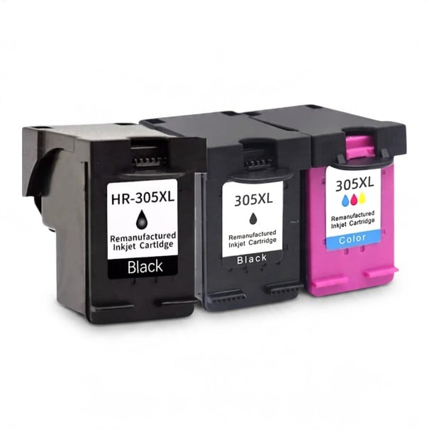 HP 305XL Kierrätetyt mustekasetit Pakkaus 2x Musta ja 1x Kolmivärinen 18 ml Sirulla HP DeskJet 2700 2720 4110 4120 ja Envy 6020 1