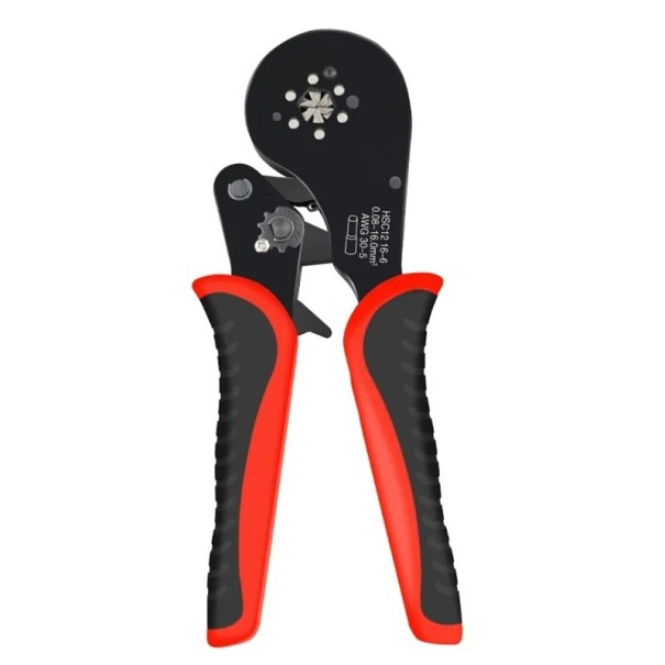 HSC12 16-6 205 mm Crimping Pliers Mini Pliers for Tubular Terminals Electrical Connectors 0.08–16 mm² 30-5 AWG Professional Hand Tool black