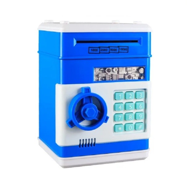 Hucha electrónica para niños Caja fuerte para dinero Hucha electrónica para niños 18,5 x 12 x 12,5 cm azul
