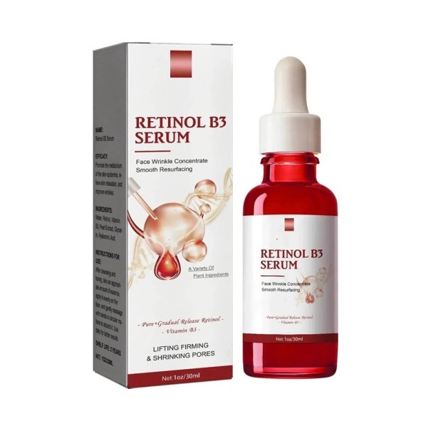 Hudserum med retinol og vitamin B3 30 ml Anti-aging anti-rynkeserum Regenererende udglattende pleje Opstrammende og lysnende 1