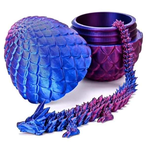Huevo de dragón que se abre con dragón 22 cm Huevo colorido con dragón flexible Juguete para niños Figura de fantasía Dragón en huevo Decoración y juego en uno morado