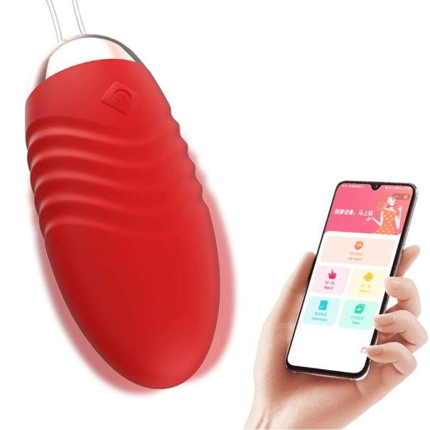 Huevo vibrador con aplicación móvil, 10 modos de vibración, 6 modos de control, cordón, carga USB, embalaje discreto. rojo