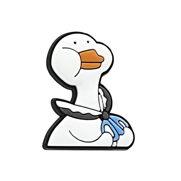 Hühnchen mit Scheren 2–3 cm PVC weiß-blaue Dekoration für Crocs witziges Tiermotiv mit einfacher Anbringung 1