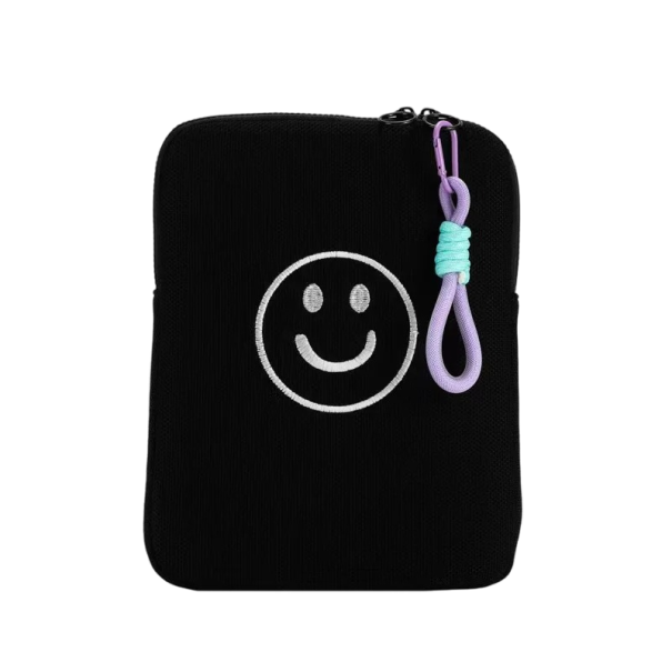 Hülle für MacBook und Ipad mit Smiley-Gesicht 14 Zoll, 35 x 26 cm schwarz