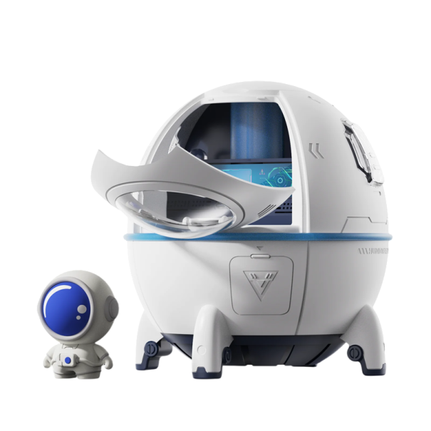 Humidificador de aire de 220 ml con luz LED, astronauta en forma de módulo de aterrizaje, fuente de alimentación USB, 11 x 12 cm, luz nocturna 1