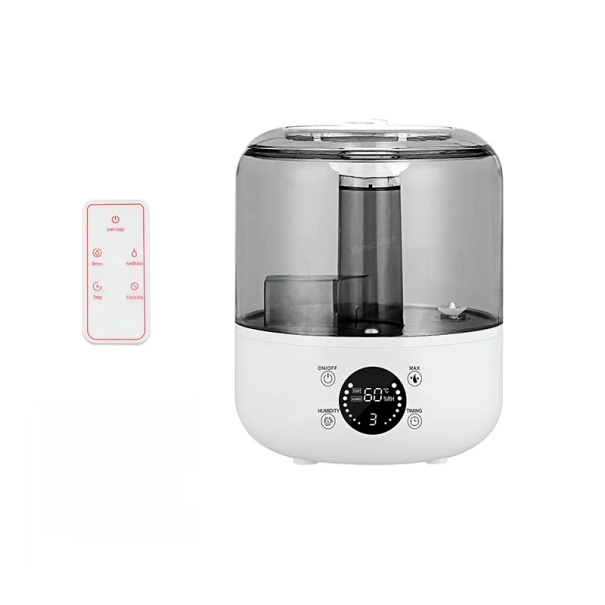 Humidificador de ar 18 x 22,5 cm 3 l com esterilização UV Ecrã para ajuste de humidade Controlo remoto Funcionamento silencioso Humidificação doméstica 1