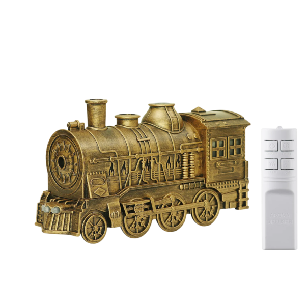 Humidificador de ar com motivo de locomotiva 300 ml Difusor de aroma com controlo remoto Decoração para quarto de crianças DC24V 0.5A amarelo
