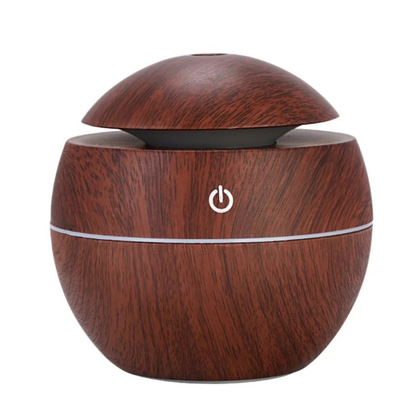 Humidificador elétrico de ar 200 ml tamanho compacto 100×100×95 mm alimentação USB para uso doméstico e melhoria da humidade castanho escuro