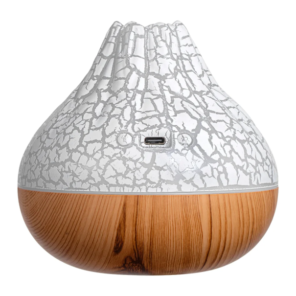Humidificador Volcán 300 ml Difusor de aroma USB C con efecto lava y 7 colores de luz Funcionamiento silencioso para dormitorio y oficina blanco