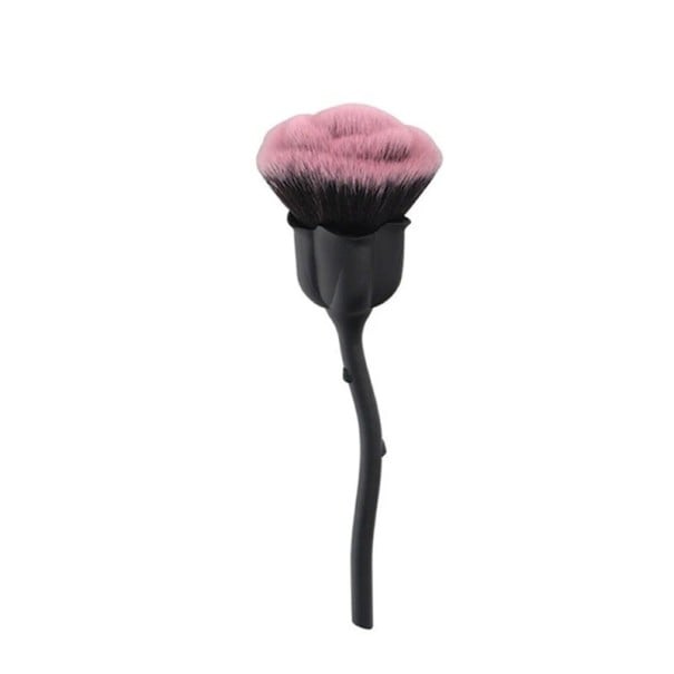 Huňatý měkký štětec ve tvaru růže 5 x 3,3 x 12,5 cm Kosmetický štětec na prach, pudr na nehty nebo make-up černá