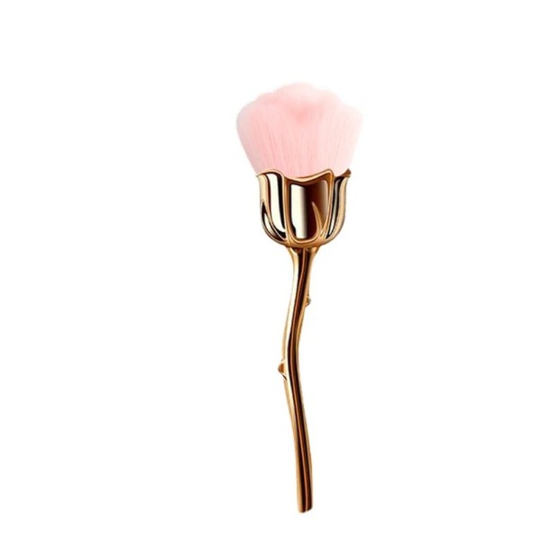 Huňatý měkký štětec ve tvaru růže 5 x 3,3 x 12,5 cm Kosmetický štětec na prach, pudr na nehty nebo make-up zlatá