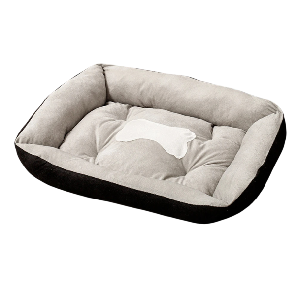 Hund- och kattbädd 60x45 cm Varm bomullsoffa Inre hydda Andningsbar korg för husdjur Hållbar och mjuk liggplats för inomhusbruk grå