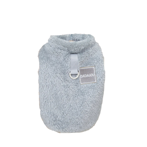 Hunde-Fleece-Kleidung, warmer Winterpullover, warmer Hunde-Fleece-Kapuzenpullover, einfarbig, warme Hundejacke grau XL