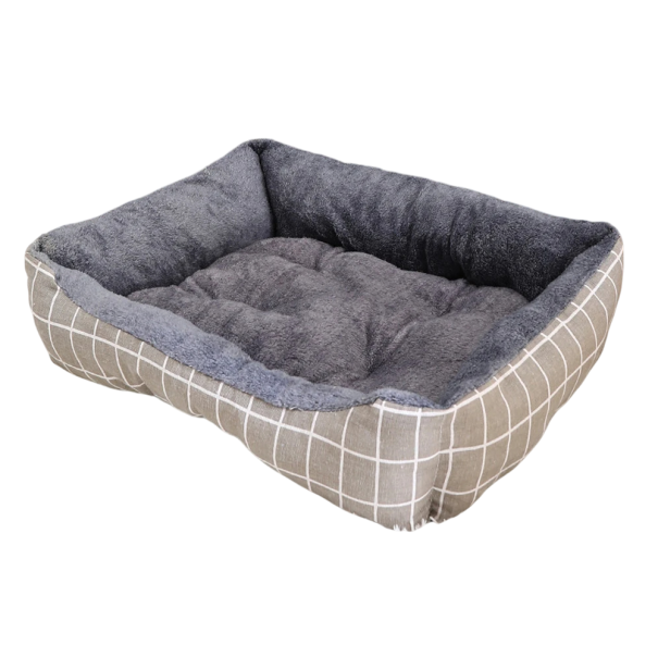 Hundebett und Katzenbett 90x70 cm Weiches Bett aus PP und Baumwolle Warmes Hundehäuschen Bequeme Couch Atmungsaktives Körbchen für Haustiere zum Schlafen 1
