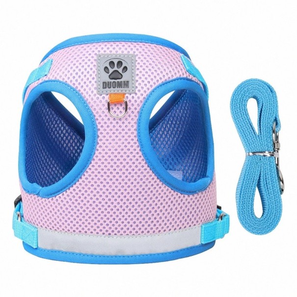 Hundesele med snor, reflekterende brystsele til hunde, åndbar vest til små hunde og hvalpe, 0,5 - 1,5 kg rosa