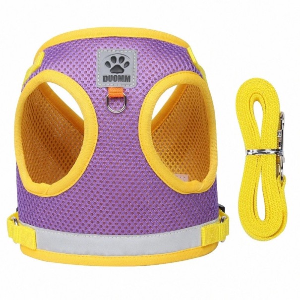 Hundesele med snor Reflekterende hundesele med bryst Åndbar vest til små hunde og hvalpe 7,5 - 10 kg lilla