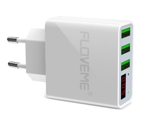 Hurtig bærbar oplader med 3 porte J1593 hvid