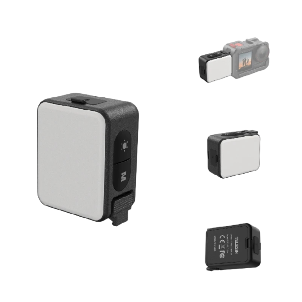 Hurtigmonterbart mini LED lys 5,1 x 2,5 x 4 cm Vandafvisende magnetisk ekstra belysning til DJI Osmo Action GoPro Insta360 1