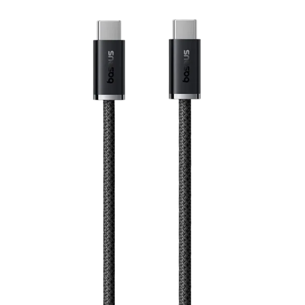 Hurtigopladningskabel med dobbelt USB C-stik, 2 m PD 100 W stik, flettet type C-kabel, 480 Mbps datakabel til hurtig opladning og dataoverførsel sort