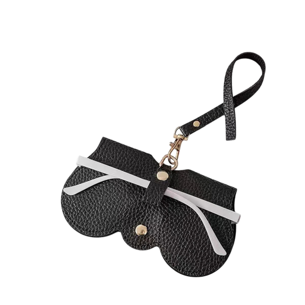 Husă compactă pentru ochelari 14,2 x 7 cm din piele artificială Cu cataramă și curea de protecție cu închidere pentru călătorii și purtare zilnică negru