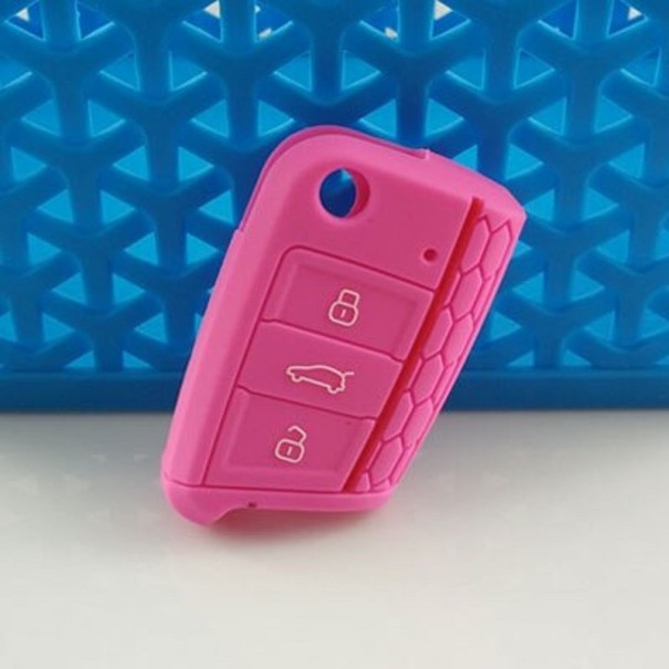 Husa cu cheie din silicon pentru Skoda roz
