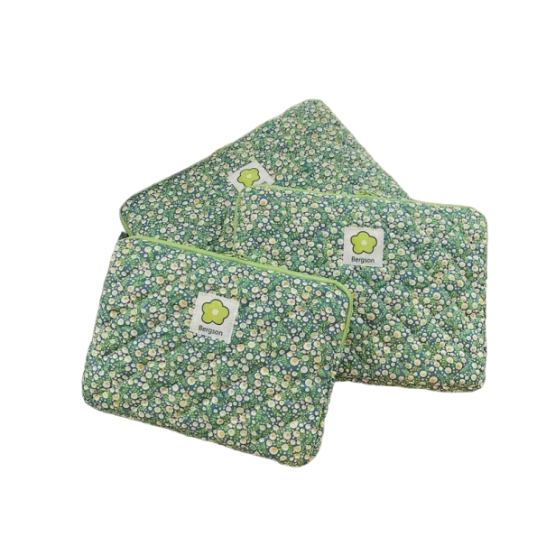 Husa cu flori pentru MacBook si iPad 14 inch, 35 x 26 cm verde