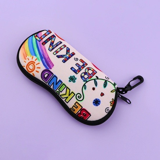 Husă de ochelari 17,9 x 8,5 cm cu motiv curcubeu și pozitiv Husă colorată Flori de soare Închidere cu fermoar tip carabină 1