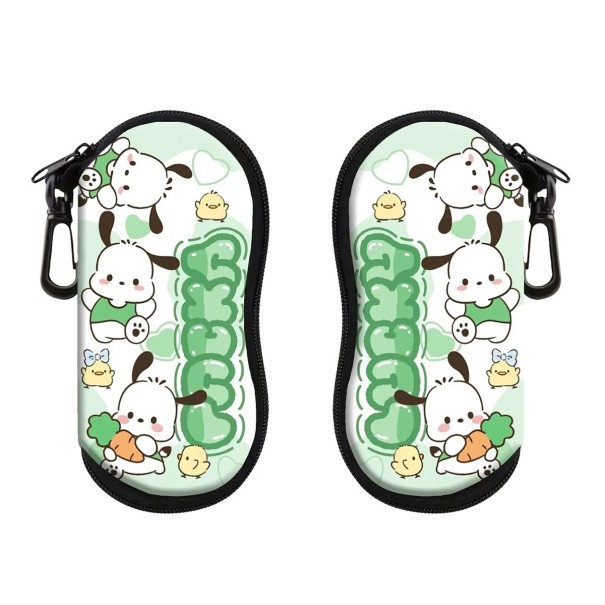 Husă de ochelari 17,9 x 8,5 cm cu motiv de câine și găină Husă verde cu fermoar și carabină Husă de protecție pentru ochelari de vedere și ochelari de soare 1