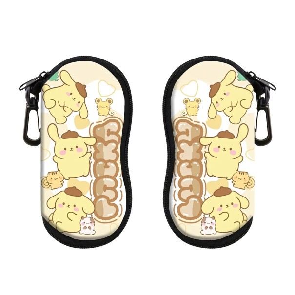 Husă de ochelari 17,9 x 8,5 cm cu motiv pisică și desert Husă galbenă cu fermoar și carabină Husă de protecție pentru ochelari de soare și ochelari de vedere 1