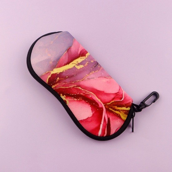 Husă de ochelari 17,9 x 8,5 cm Husă spirală roz Închidere cu fermoar Carabină Agățare Husă elegantă de ochelari pentru călătorii roșu