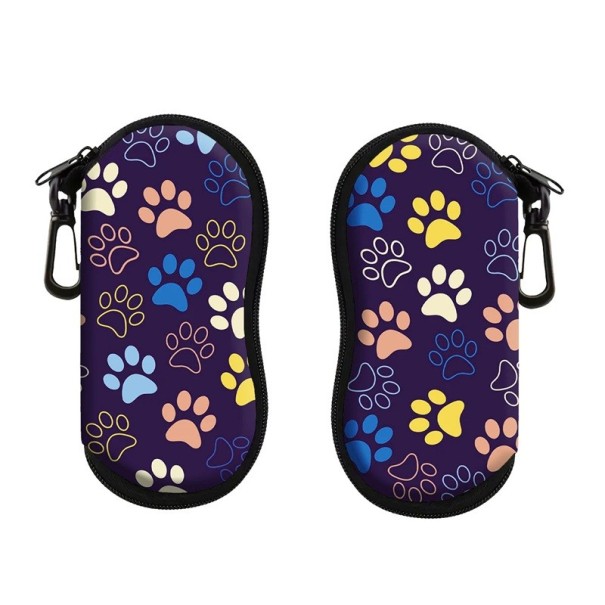 Husă de ochelari mov 17,9 x 8,5 cm cu imprimeu colorat de lăbuță Fermoar cu carabină Protecție de călătorie și depozitare elegantă 1