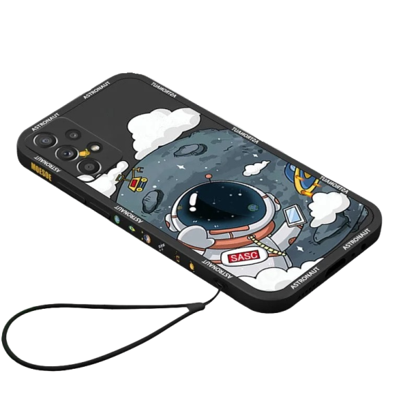 Husa de protectie cu motiv astronaut cu curea pentru Samsung Galaxy S20 FE negru