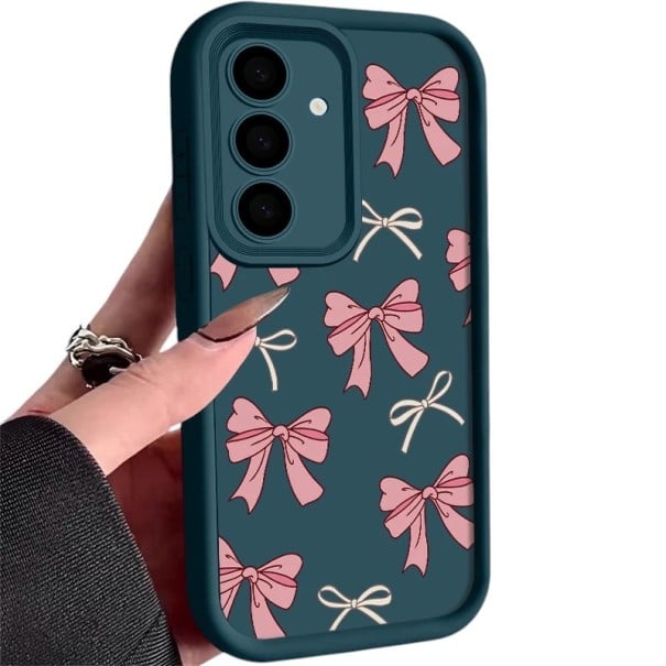 Husă de protecție din silicon pentru Samsung Galaxy A36 cu model de fundițe în două dimensiuni Cadru ridicat pentru cameră Contur mai înalt albastru