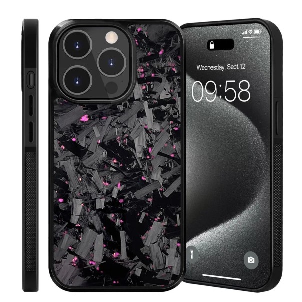 Husa de protecție magnetică pentru iPhone 17 Pro Max Carbon adevărat TPU spate cu magneți Carcasă subțire din carbon violet