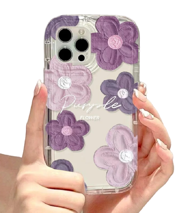 Husa de protectie transparenta cu motivul florilor violet pentru Samsung Galaxy A14 1