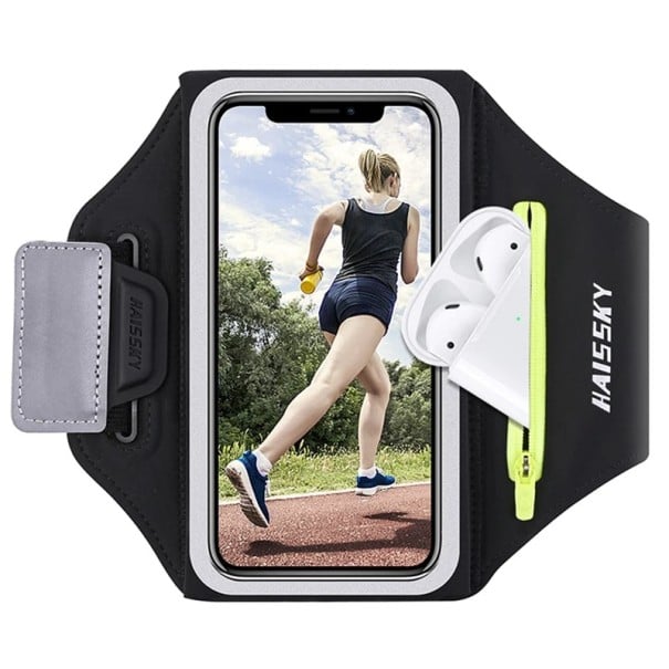 Husă de telefon pentru alergare cu buzunar cu fermoar pentru căști și elemente reflectorizante, potrivită pentru sport, fitness și antrenament 1