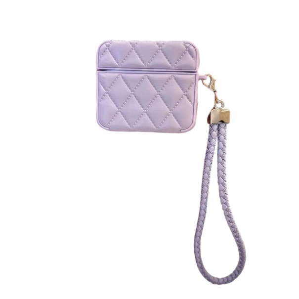 Husă din piele cu protecție ridicată pentru căști AirPods Pro 2, rezistentă la praf, la zgârieturi și la șocuri, cu acces la toate porturile și butoanele violet